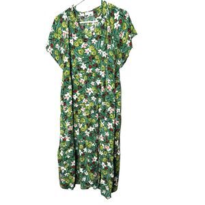 Sweet Salt Midi Dress Plus Size XXL Green Floral V Neck Ruffle